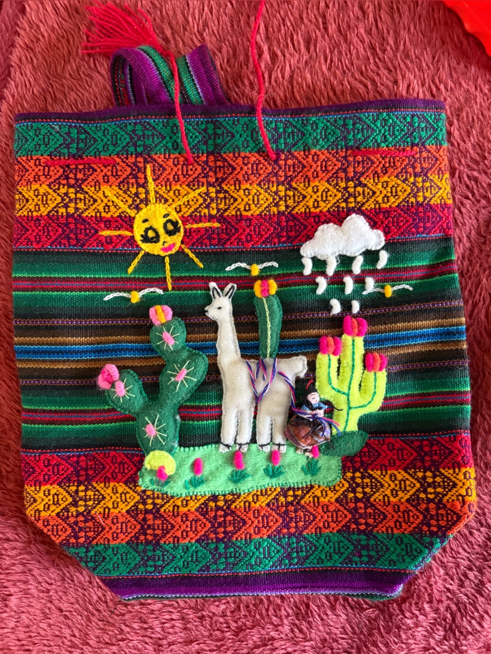 Vintage Handmade Peruvian Embroidered Backpack